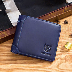 Men's Tri-Fold Genuine Leather Large Capacity Super Stitched Leather Wallet