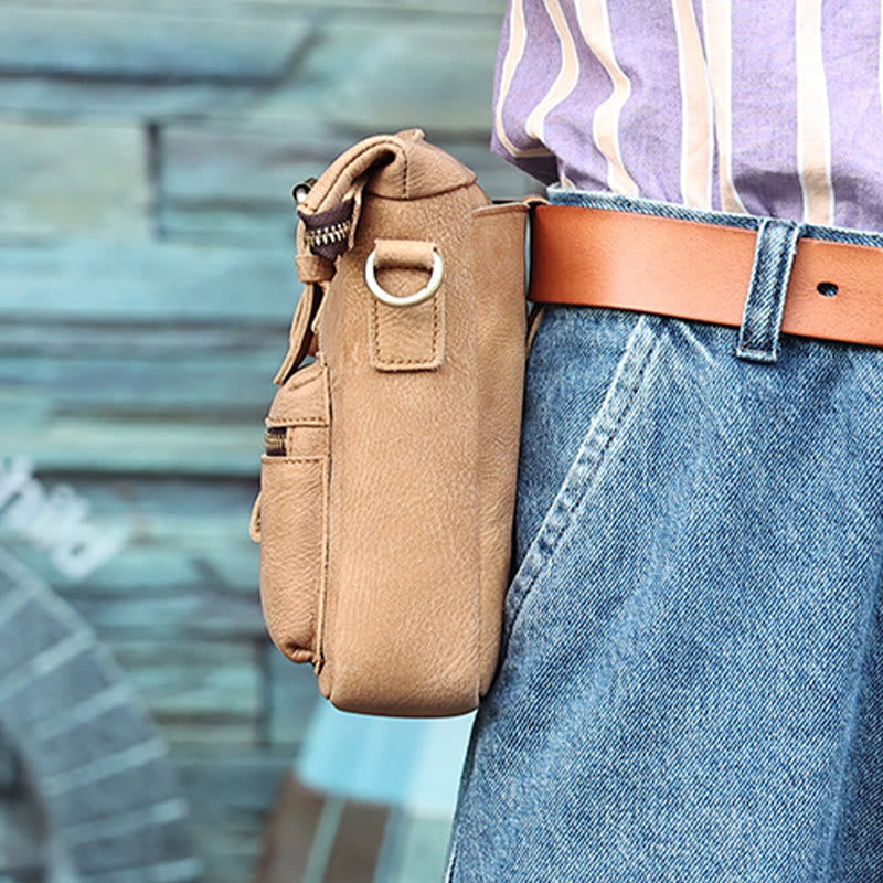 Men Multifunctional Outdoor Sports Wear Belt Leather Bag Waist Bag