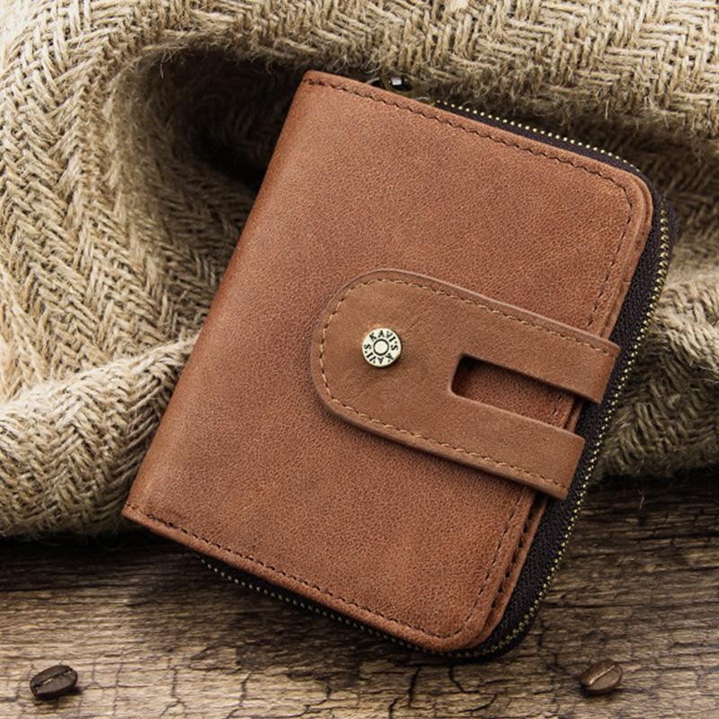 RFID Men's Leather Anti-theft Card Wallet Trifold Multi-Card Coin Purse