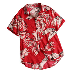 Men's Summer Casual Shirt Resort Beach Floral Print Hawaiian Short Sleeve Cardigan