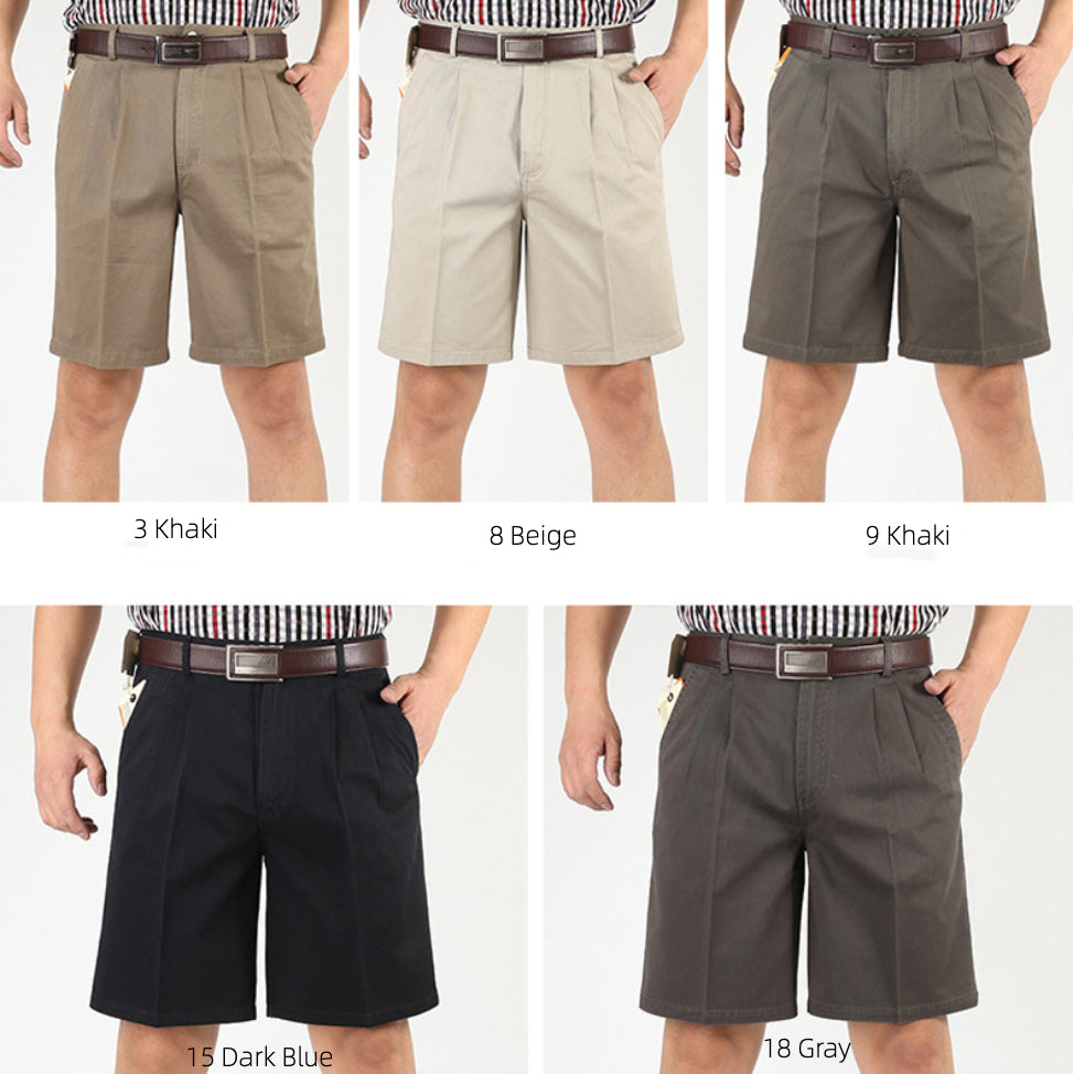 Summer Men's Shorts Pure Cotton High Waist Loose Cropped Pants Thin Casual Shorts