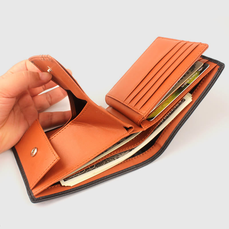 Men RFID Genuine Leather Multiple Card Slot Purse Wallet