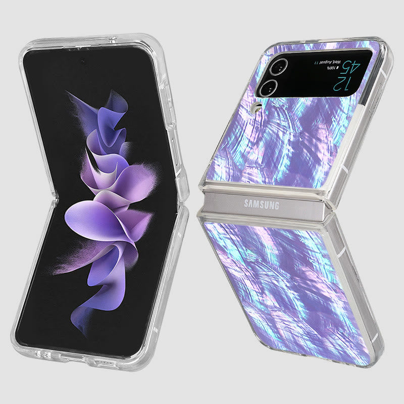 Galaxy Z Flip Case Clear Design Pattern Glitter Aesthetic Phone Case