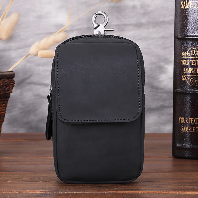 Men Outdoor Retro Genuine Leather Hanging Fanny Pack Waist Bag