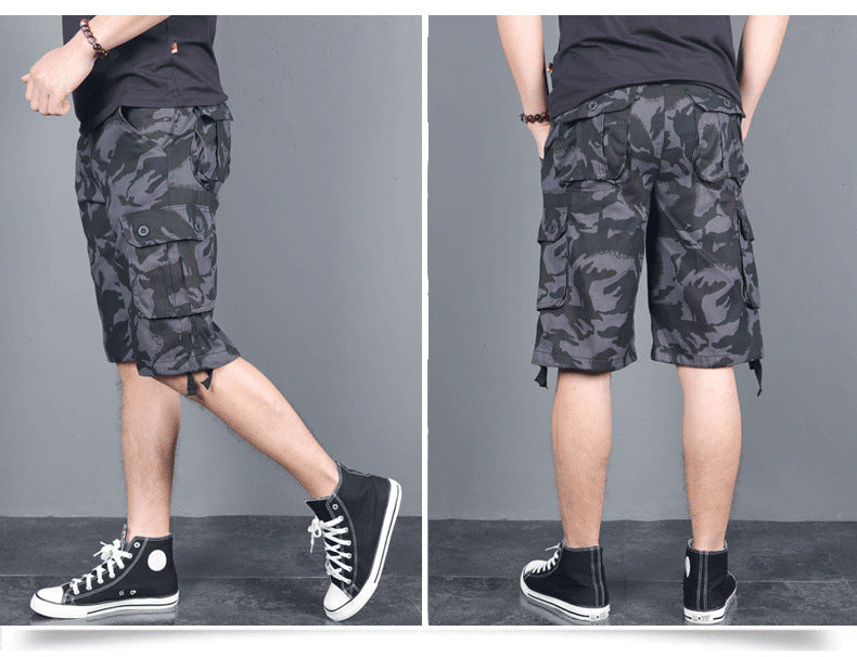 Plus Size US 29-44 Men's Summer Camouflage Five-point Loose Multi-pocket Shorts