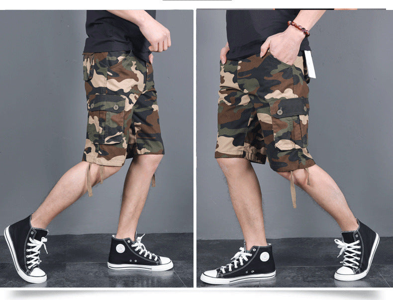 Plus Size US 29-44 Men's Summer Camouflage Five-point Loose Multi-pocket Shorts