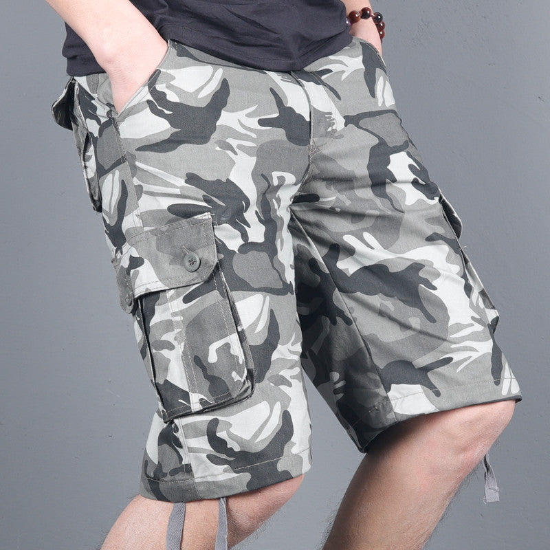 Plus Size US 29-44 Men's Summer Camouflage Five-point Loose Multi-pocket Shorts