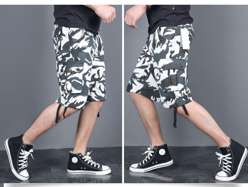 Plus Size US 29-44 Men's Summer Camouflage Five-point Loose Multi-pocket Shorts