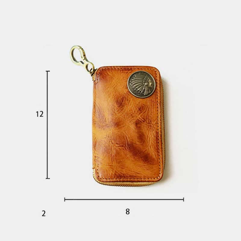 Handmade Zipper Waist Hanger Men's Waist Leather Wallet Multifunction Key Case