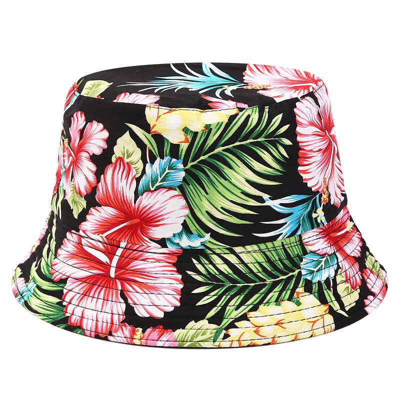 INS Fisherman Hat Print Double Side Wearing Visor Hat Foldable Basin Hat