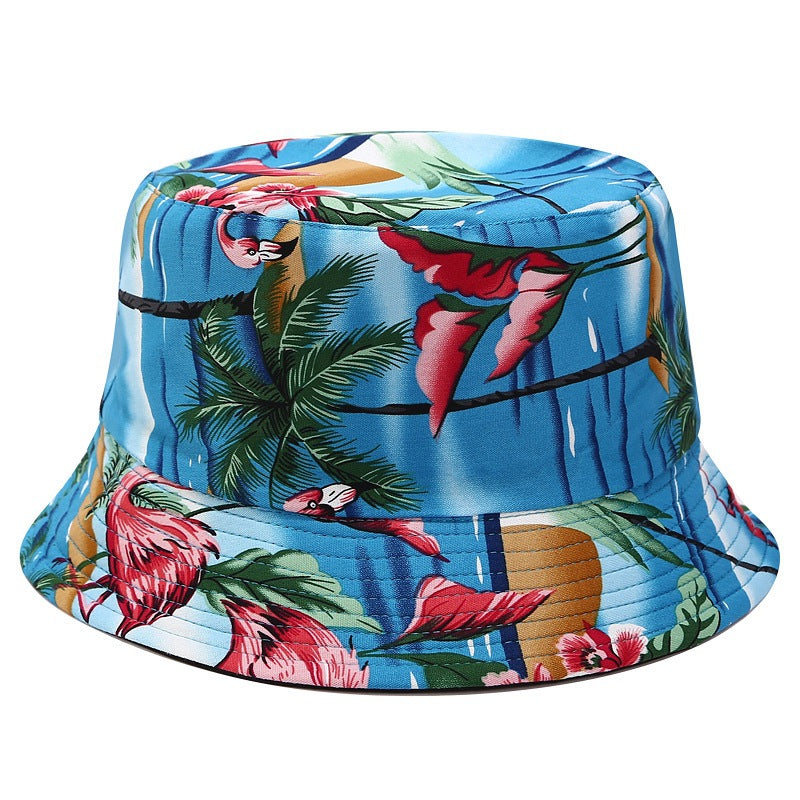 INS Fisherman Hat Print Double Side Wearing Visor Hat Foldable Basin Hat