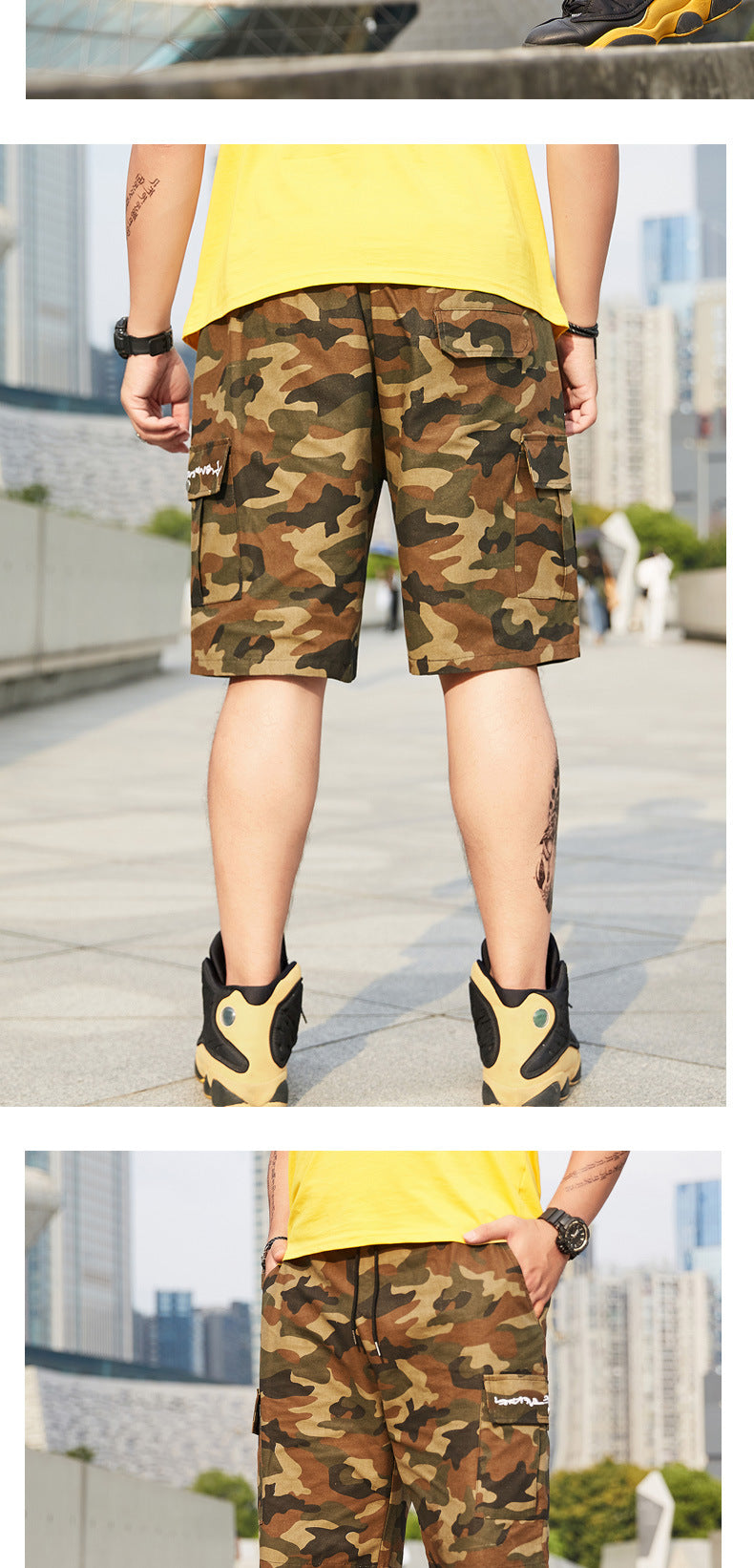 Men's Summer Thin Casual Loose Five-point Pants Camouflage Multi-pocket Overalls Shorts