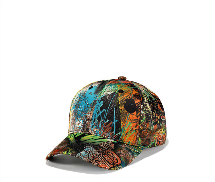 Skull Abstract Graffiti Baseball Cap Mens Fashion Casual Sun Visor Cap