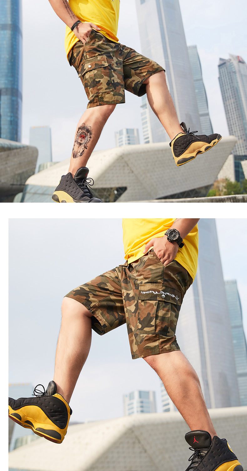 Men's Summer Thin Casual Loose Five-point Pants Camouflage Multi-pocket Overalls Shorts