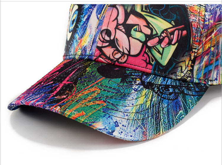 Skull Abstract Graffiti Baseball Cap Mens Fashion Casual Sun Visor Cap