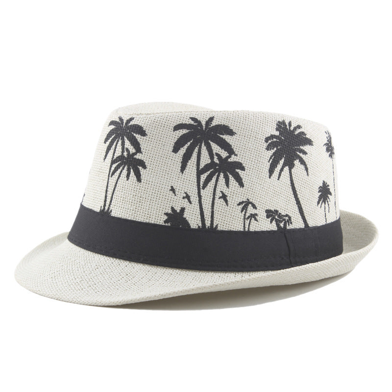 Men's Sir Top Hat Palm print coconut pattern rolled straw hat