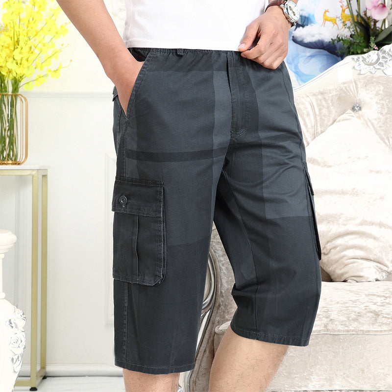 Men's Pure Cotton Washed Work Clothes Cropped Shorts Casual Loose Plus Size Sub Shorts