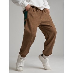 Mens Corduroy Colorblock Pocket Ankle Length Pants