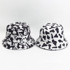 Cow Print Fisherman Hat Women's Double Basin Hat Man