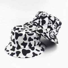 Cow Print Fisherman Hat Women's Double Basin Hat Man