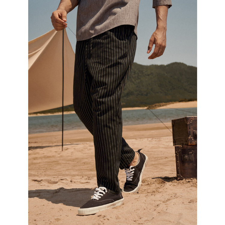 Mens Striped Printed Side Pocket Drawstring Ankle Length Pants