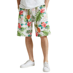 Mens All Over Pineapple Floral Print Holiday Hawaii Style Drawstring Shorts