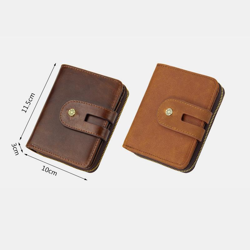 RFID Men's Leather Anti-theft Card Wallet Trifold Multi-Card Coin Purse