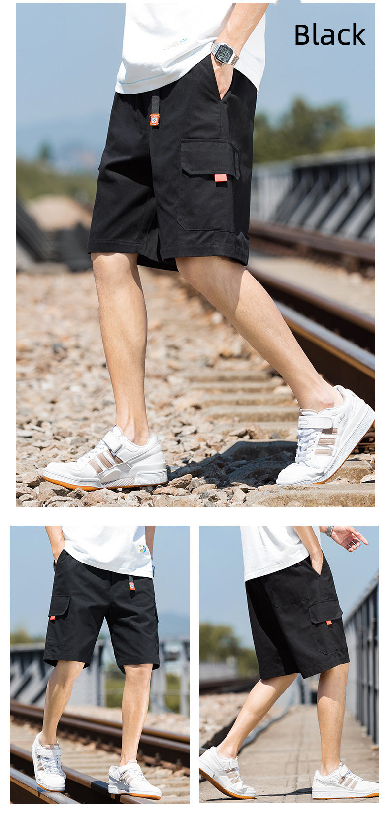 Men's Sports Shorts Summer Loose Thin Cropped Pants Casual Cargo Shorts