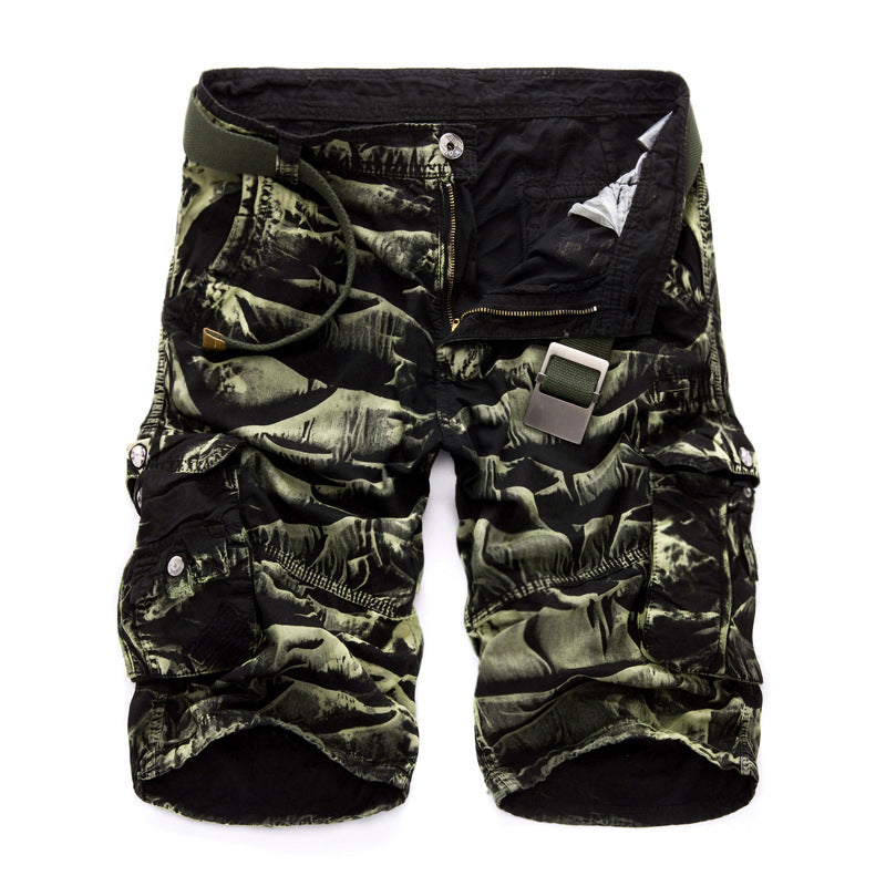 Men's Summer Casual Shorts Multi-pocket Camouflage Loose Five-point Pants Tooling Beach Pants