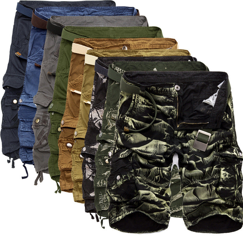 Men's Summer Casual Shorts Multi-pocket Camouflage Loose Five-point Pants Tooling Beach Pants