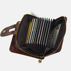 RFID Men's Leather Anti-theft Card Wallet Trifold Multi-Card Coin Purse