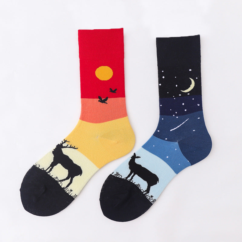 Medium Tube Ab Sock Men's and Women's Stockings Street Personality European and American Cotton Socks