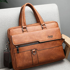 Men's Leather Backpack Lightweight Soft PU Messenger Bag Classic Slim Business Briefcase Messenger Bag