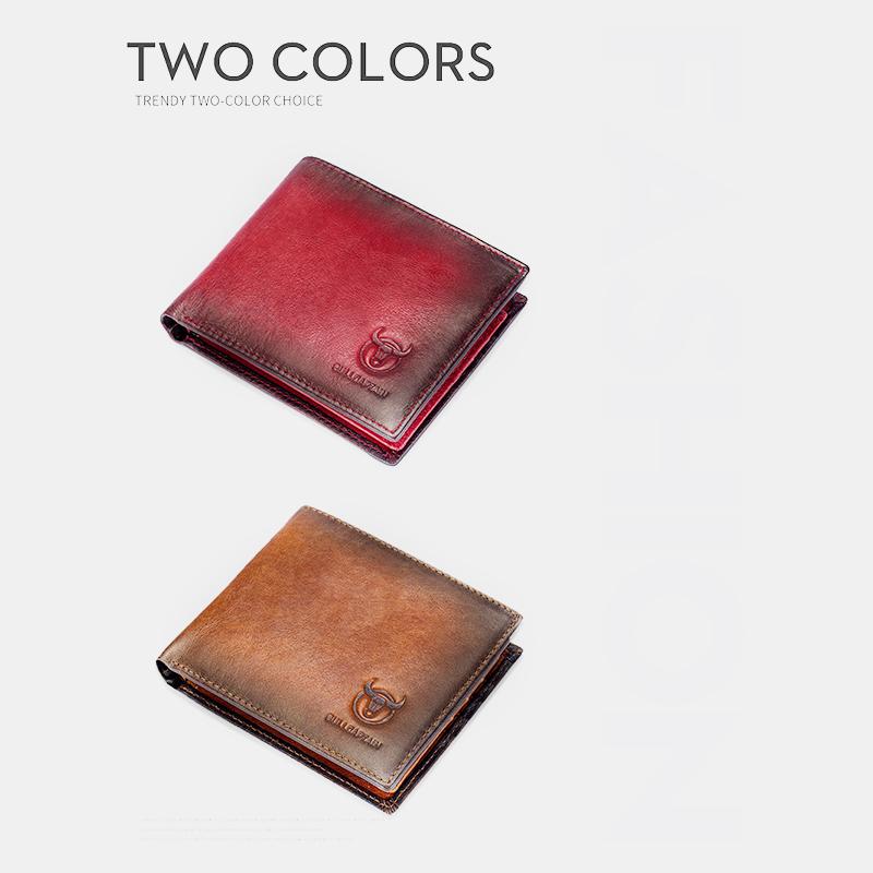 Men's Genuine Leather RFID Multi-Slot Blocking Extra Strong Stitching Gradient Short Wallet