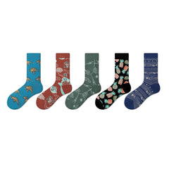 Classic Ethnic Stripe Socks Dark Blue Men and Women Socks