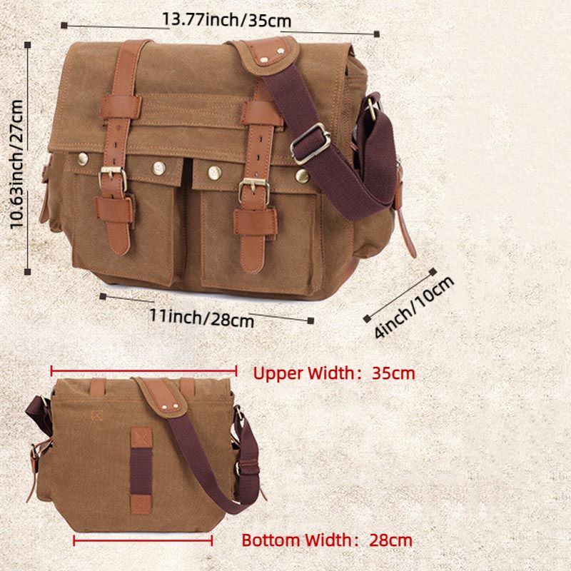 Men's Canvas Shoulder Bag Business Shoulder Messenger Bag Casual Briefcase Travel Messenger Bag