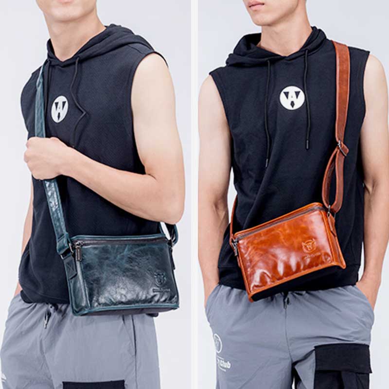 Men's Large Capacity Leather Computer Messenger Bag Waterproof Messenger Bag