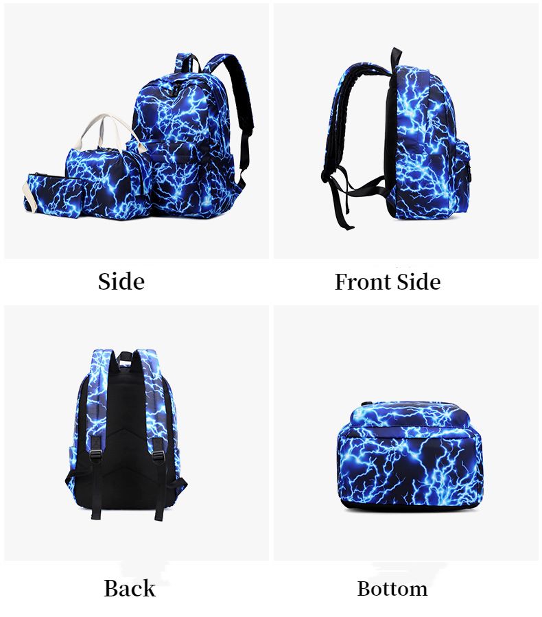 Men's Printed Backpack Starry Sky Lightning Travel Bag