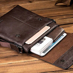 Large Capacity Retro Men Leather Messenger Bag Small Wallet Daily Crossbody Bags