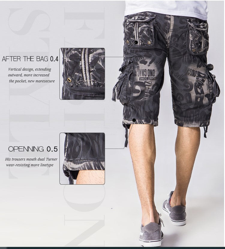 Summer Men's Camouflage Pants Plus Size Casual Loose 5 Points Beach Pants Men's Shorts