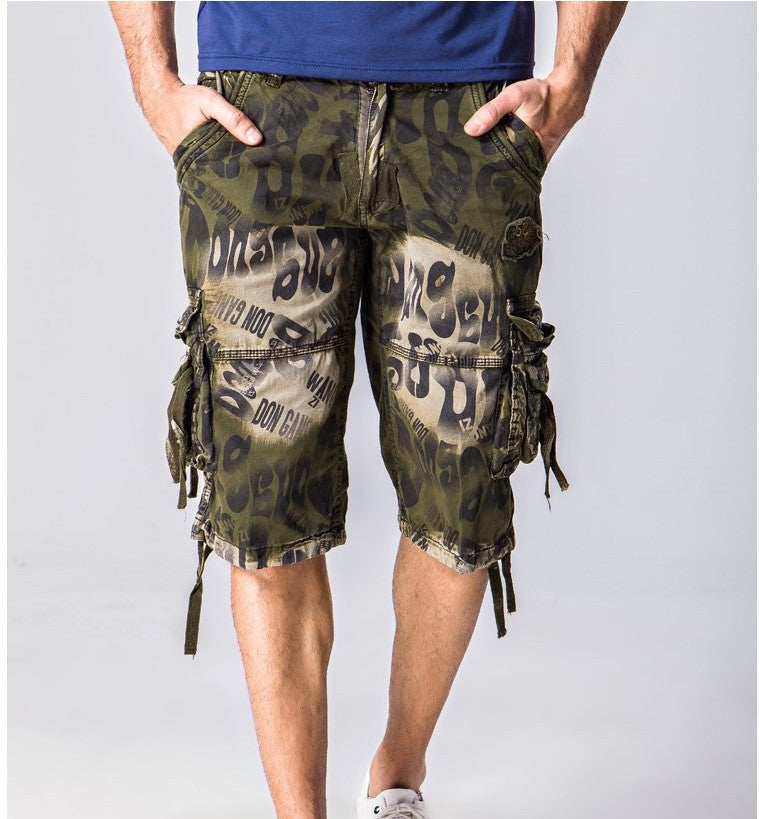 Summer Men's Camouflage Pants Plus Size Casual Loose 5 Points Beach Pants Men's Shorts