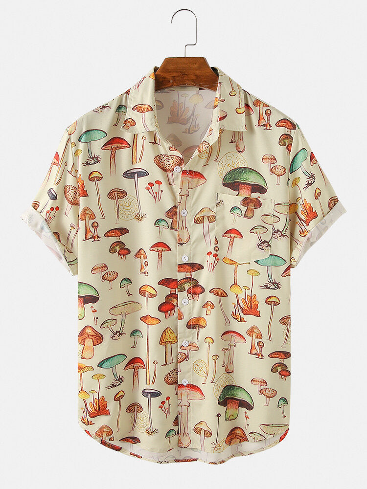 Mens Cartoon Container Print  Short Sleeve Shirts