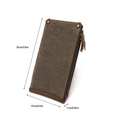 Men's Canvas Folding Zipper Bag Long Multi-Card Wallet Retro Waterproof Wallet