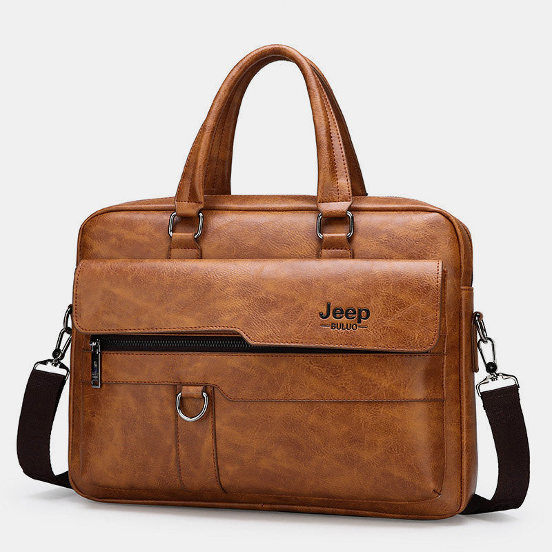 Men's Leather Backpack Lightweight Soft PU Messenger Bag Classic Slim Business Briefcase Messenger Bag