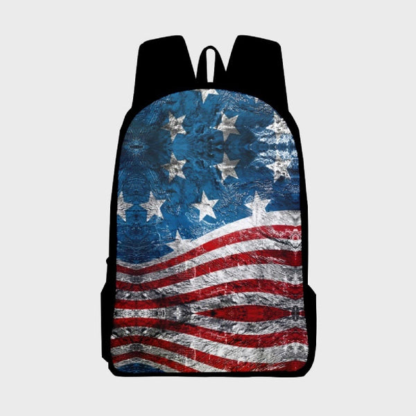 Suitable for Teenagers American Flag Print Backpack Travel Hiking Camping Backpack