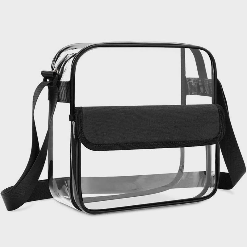 Transparent Messenger Bag Zipper Tote Bag Casual Shopping Large Capacity Waterproof Gym Bag