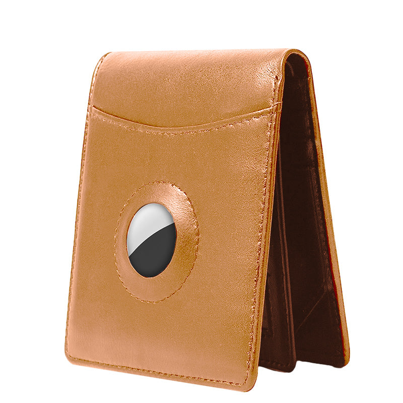 Bifold Airtag Wallet with RFID Men's Leather Shield Anti-Theft Wallet