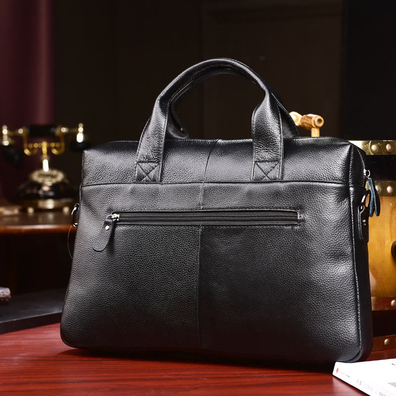 Genuine Leather Men's Briefcase Business Fit Laptop Vintage Bag