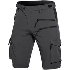 Men's Hiking Cargo Shorts Quick Dry Athletic Shorts with Elastic Waist for Fishing Golf Casual Black