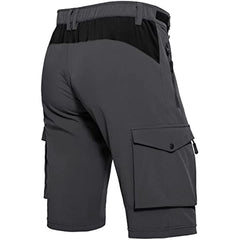 Men's Hiking Cargo Shorts Quick Dry Athletic Shorts with Elastic Waist for Fishing Golf Casual Black